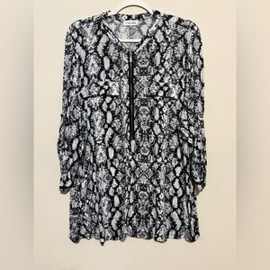 Calvin Klein Black and White Abstract Snake-Print Top